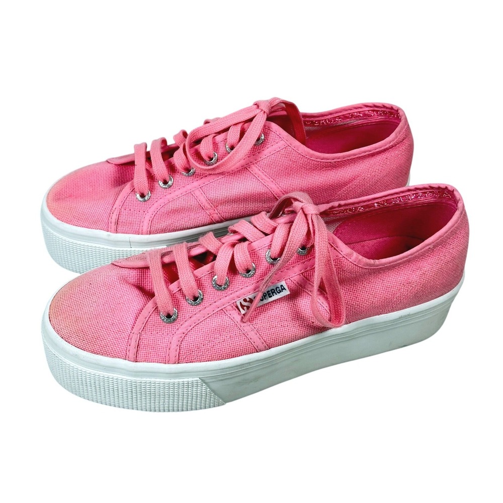 Superga Pink Canvas Platform Sneakers Women's Size 39.5 9.5